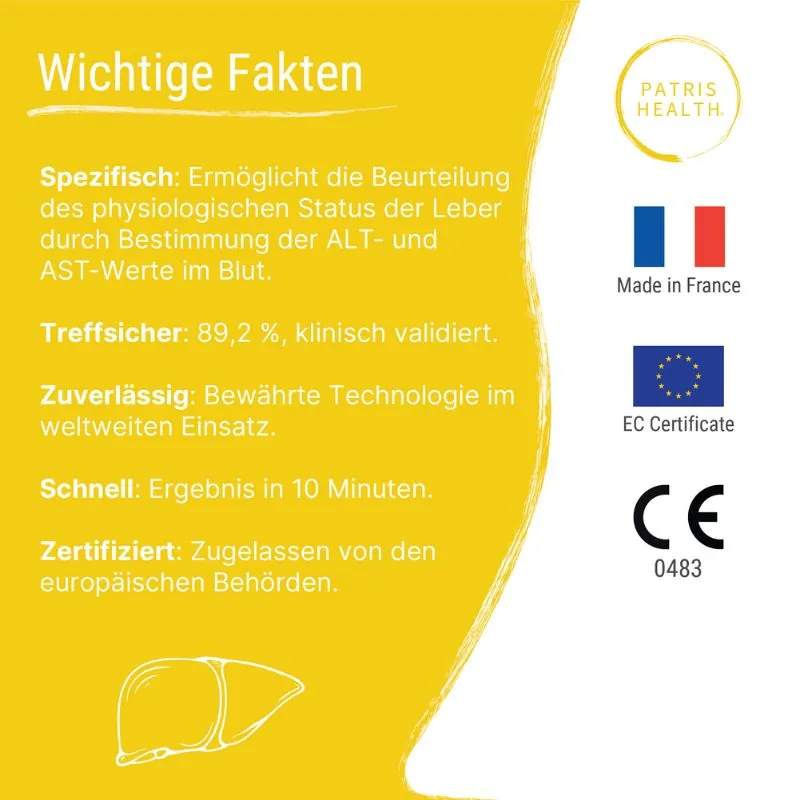 Wichtige Fakten zum Patris Health® Leberfunktions-Selbsttest (ALT und AST)