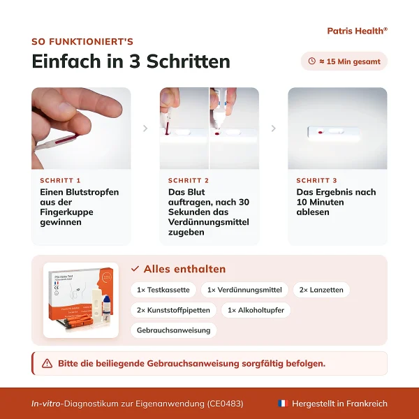 Patris Health PSA-Selbsttest – Anwendung in drei Schritten