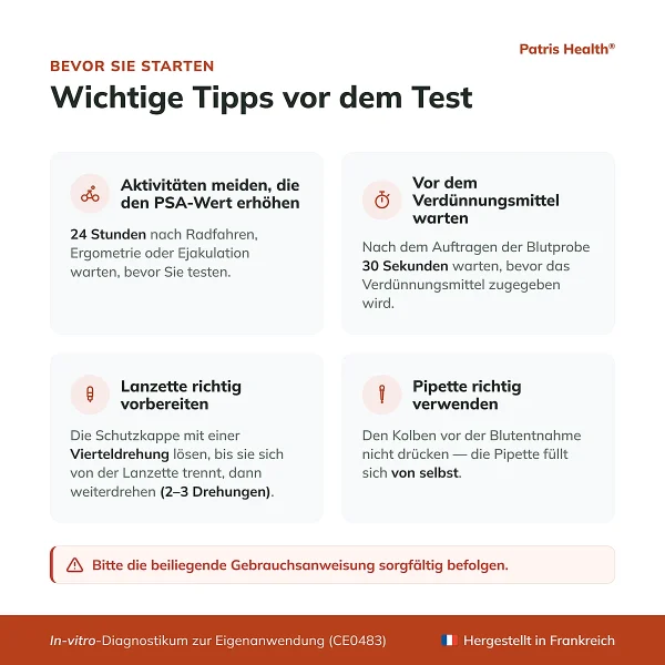 Patris Health PSA-Selbsttest – wichtige Hinweise vor dem Test