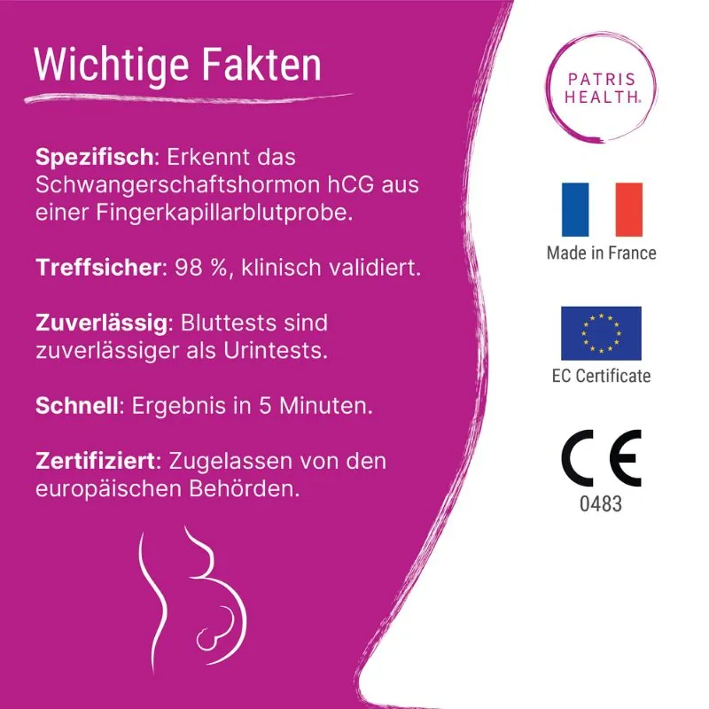 Wichtige Fakten zum Patris Health® Schwangerschafts-Bluttest – 99 % genau, Ergebnis in 5 Minuten