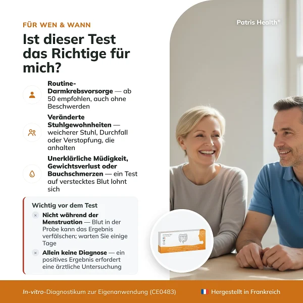 Infografik, fur wen der Patris Health FIT-Selbsttest geeignet ist
