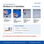 Anleitung zur Anwendung des Patris Health Rotavirus- und Adenovirus-Selbsttest in 4 Schritten