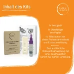Inhalt des Patris Health Calprotectin Selbsttests – Komplettes Heimtest-Kit Inhalt des Calprotectin Selbsttests – Testgerät, Stuhlfänger, Probenröhrchen und Anleitung