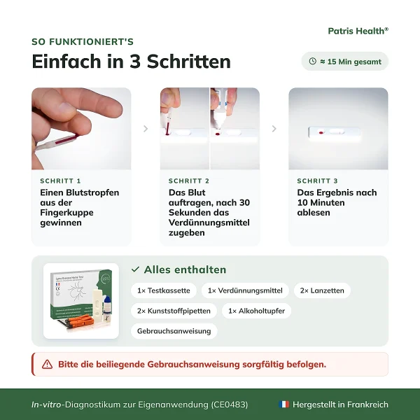 Borreliose-Selbsttest in drei Schritten anwenden und Ergebnis nach zehn Minuten ablesen